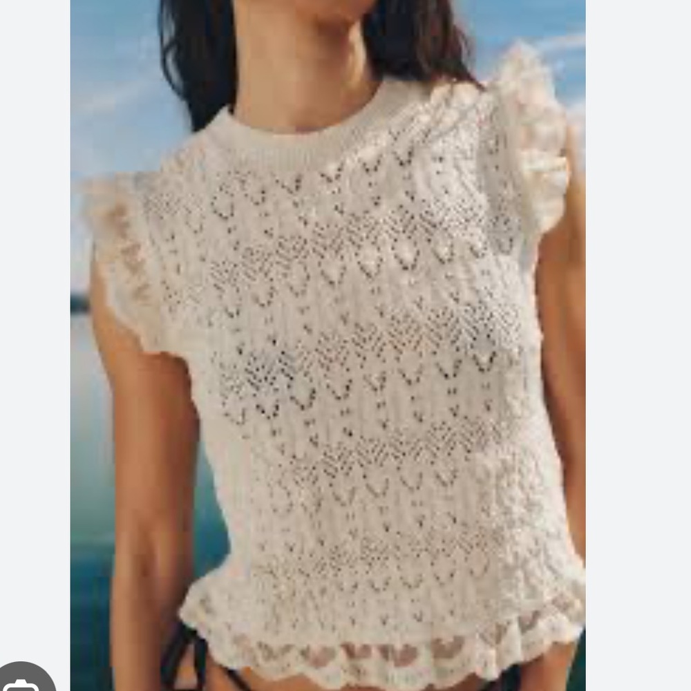 Zara Cream Lace Knit Top